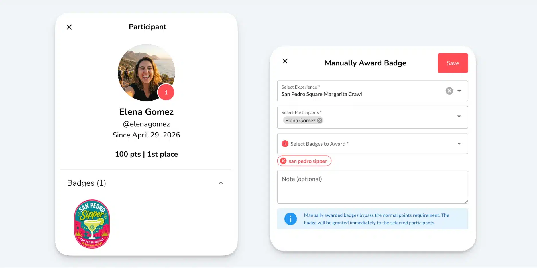 Manually Award a Badge
